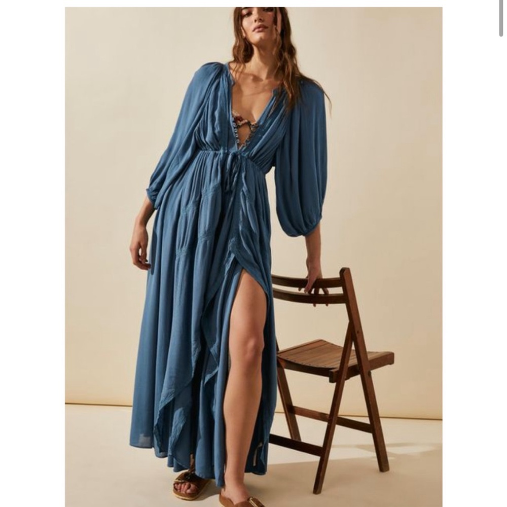 Free People Plenty of Love Blue Maxi Dress